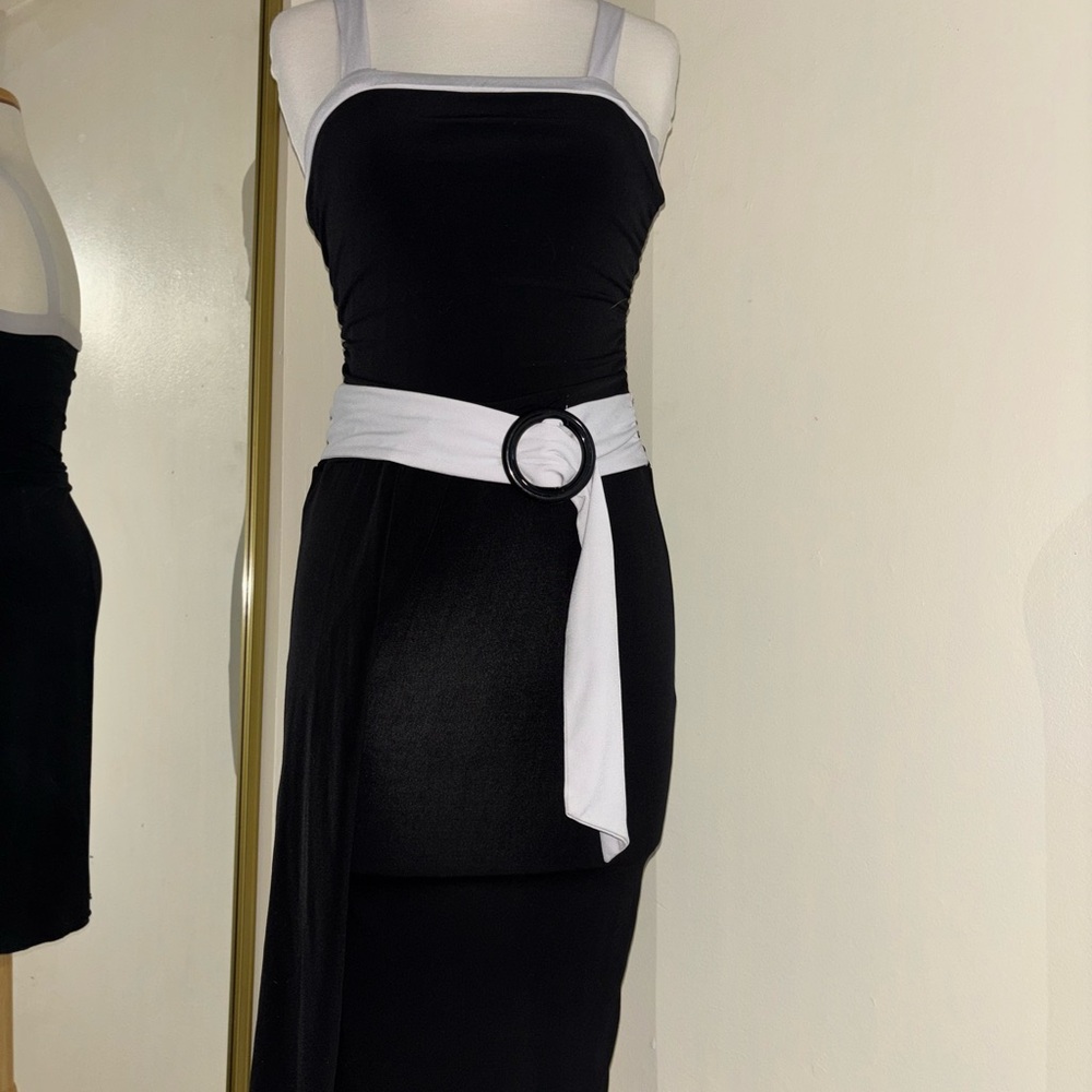 Amy Byer Black and White Asymmetrical Dress